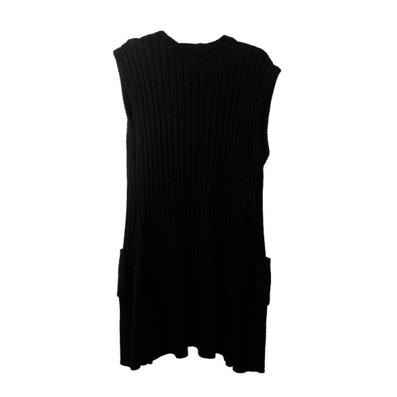 Croft & Barrow Open Cardigan Sz PS Black Sleeveless Cable Knit Long Vest Sweater - Picture 3 of 8